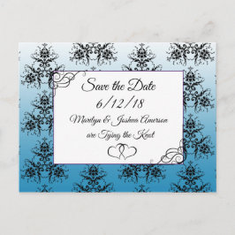 Schwarzer Damast Hochzeit Save the Date Postkarte