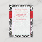 Schwarzer Damast mit Mohnrot-Empfang-Karte Begleitkarte (Rückseite)