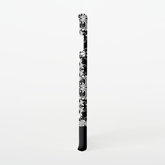 Schwarzer Damast mit Rhinestones und Name weiß Samsung Galaxy Hülle (Rechte Seite)