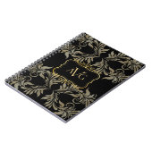 Schwarzer Damast mit Vintagem Goldrahmen Notizblock (Linke Seite)