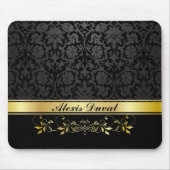 Schwarzer Damast Mousepad (Vorne)