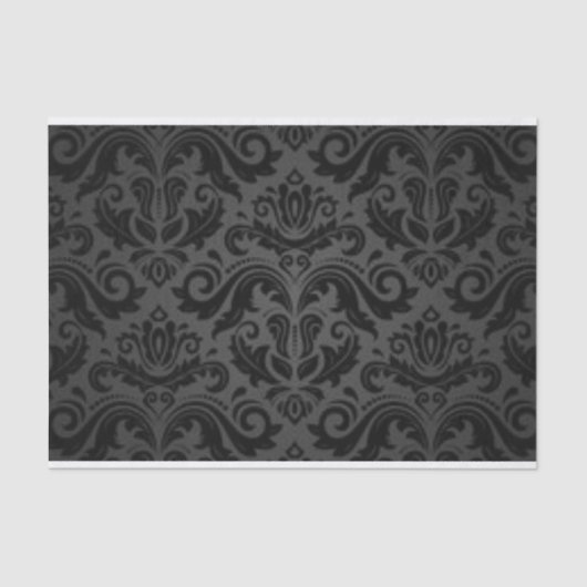 Schwarzer Damast-Muster-Druck-Entwurf Seidenpapier (Vorderseite)