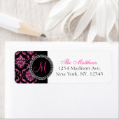 Schwarzer Damast Rosa Glitter Monogramm (Insitu)