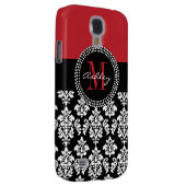 Schwarzer Damast-roter Anfangsname Case-Mate Samsung Galaxy Hülle (Rückseite/rechts)