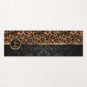 Schwarzer Damast und brauner Leopard Yogamatte (Vorderseite (Horizontal))