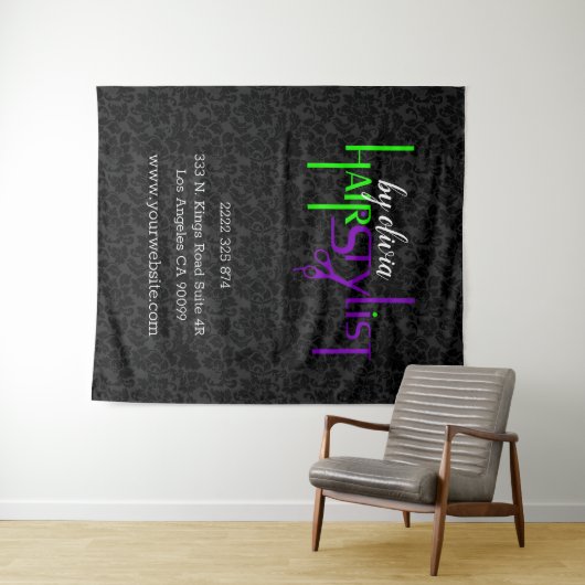 Schwarzer Damast und fett formatierter Text Wandteppich (Beispiel (Horizontal))