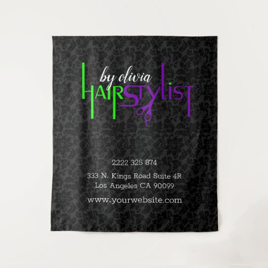 Schwarzer Damast und fett formatierter Text Wandteppich (Vorderseite)