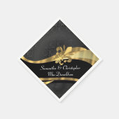 Schwarzer Damast und Goldflecht von Lys Serviette (Ecke)