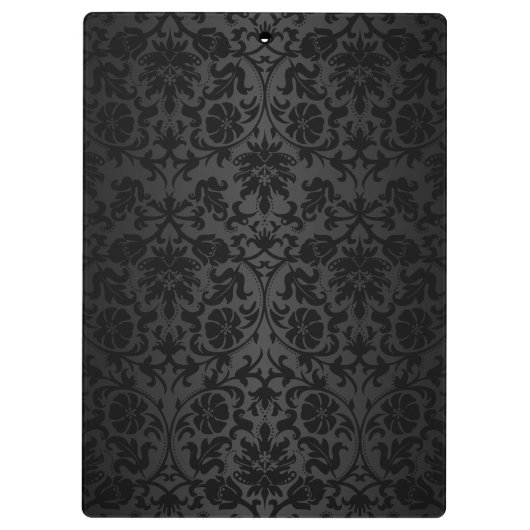 Schwarzer Damast und hellrosa Leopardendesign Klemmbrett (Rückseite)