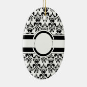 Schwarzer Damast und Monogramm Keramikornament (Rechts)