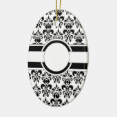 Schwarzer Damast und Monogramm Keramikornament (Links)