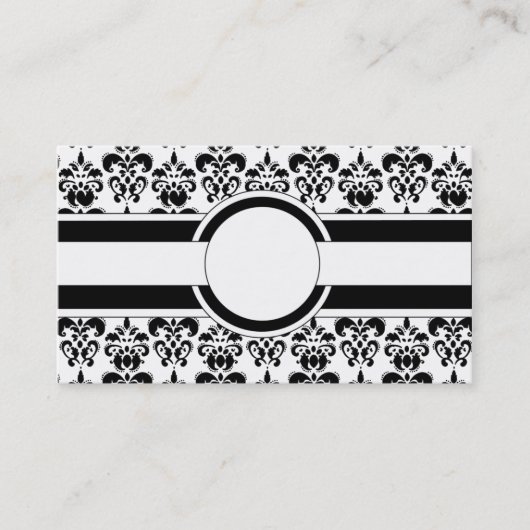 Schwarzer Damast und Monogramm Visitenkarte (Vorderseite)