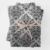 Schwarzer Damast und Silber Geschenkpapier Set (Beispiel)