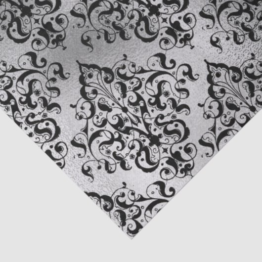 Schwarzer Damast und Silver Decoule Seidenpapier (Detail)