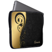 Schwarzer Damast und wirbeln Laptopschutzhülle (Vorne Rechts)