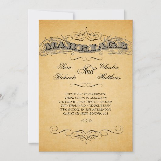 Schwarzer Damast-Vintage Hochzeits-Einladungen Einladung (Vorderseite)