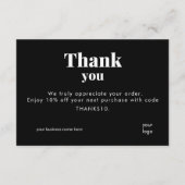 Schwarzer Danke-Karten-Logo-Rabattcode Dankeskarte (Rückseite)