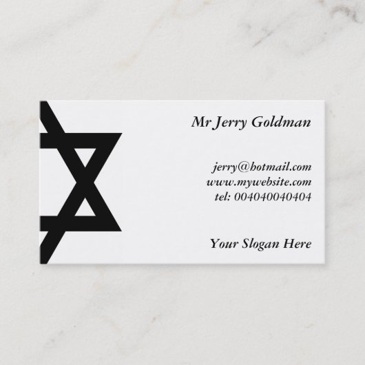 Schwarzer Davidsstern Visitenkarte (Vorderseite)