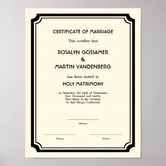 Schwarzer Deko Rahmen Keepake Hochzeitstitel ecru (Vorne)