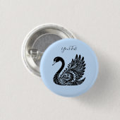 Schwarzer Dekorativer Schwan-Knopf Button (Vorne & Hinten)
