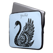 Schwarzer dekorativer Swan Laptop-Sieb Laptopschutzhülle (Vorderseite Links)