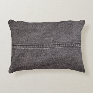 Schwarzer Denim-Stoff. Mode, Texturen und Hintergr Dekokissen