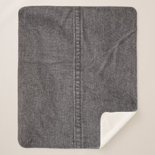 Schwarzer Denim Stoff, Modestruktur. Sherpadecke