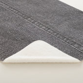 Schwarzer Denim Stoff, Modestruktur. Sherpadecke (3/4)