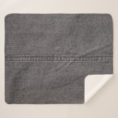 Schwarzer Denim Stoff, Modestruktur. Sherpadecke (Vorderseite (Horizontal))