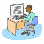 Schwarzer, der an einem Computeraufkleber arbeitet Aufkleber (Vorderseite)