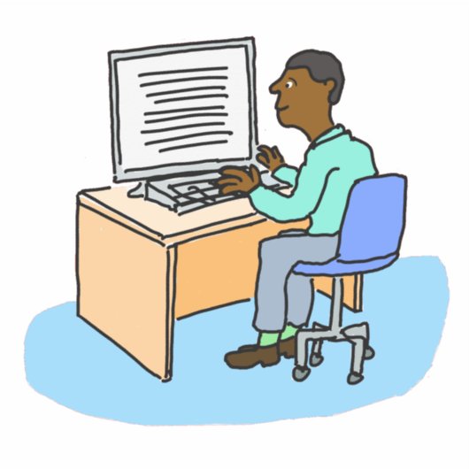 Schwarzer, der an einem Computeraufkleber arbeitet Aufkleber (Vorderseite)