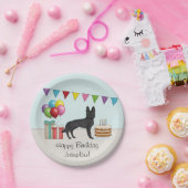 Schwarzer deutscher Hirte mit kuchenfarbenem Gebur Pappteller (Party)