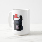 Schwarzer Deutscher Hirte mit Weihnachtsmannmütze Kaffeetasse (Vorderseite Links)
