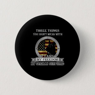 Schwarzer Deutscher Schäferhund Amerikanische Flag Button