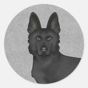 Schwarzer Deutscher Schäferhund Cartoon Dog Kopf N Runder Aufkleber
