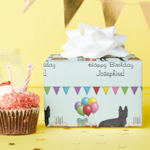Schwarzer Deutscher Schäferhund Farbiger Alles Gut Geschenkpapier