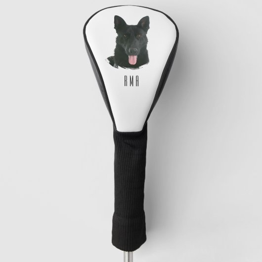 Schwarzer Deutscher Schäferhund Golf Headcover (Vorderseite)