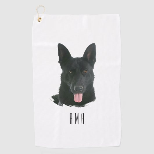 Schwarzer Deutscher Schäferhund Golfhandtuch (Vorderseite)