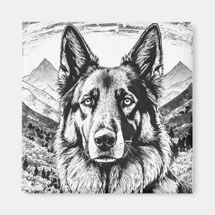 schwarzer deutscher Schäferhund Magnet