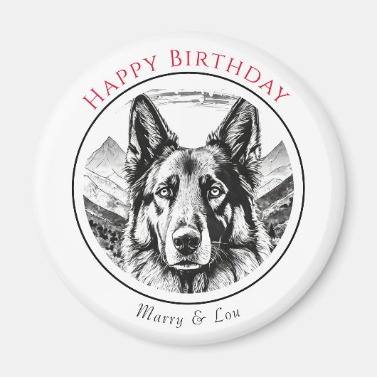 schwarzer deutscher Schäferhund Magnet (Vorne)