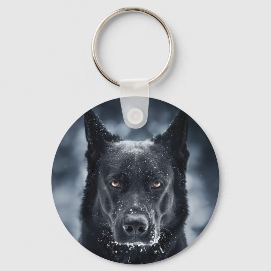 Schwarzer Deutscher Schäferhund Schlüsselanhänger (Vorderseite)