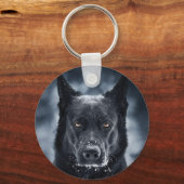 Schwarzer Deutscher Schäferhund Schlüsselanhänger (Vorderseite)