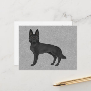 Schwarzer Deutscher Schäferhund Süßer Cartoon-GSD- Postkarte