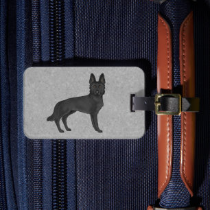 Schwarzer Deutscher Schäferhund Süßer GSD-Hund und Gepäckanhänger
