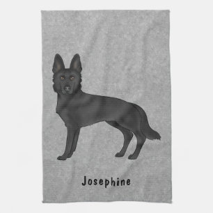 Schwarzer Deutscher Schäferhund und benutzerdefini Geschirrtuch