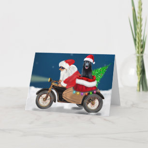 Schwarzer deutscher Schäferhund Weihnachten Santa  Karte