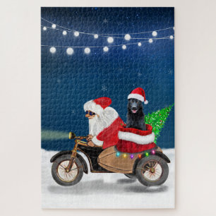 Schwarzer deutscher Schäferhund Weihnachten Santa  Puzzle