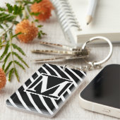 Schwarzer Diagonalstreifen SF Mit Monogramm Schlüsselanhänger (Vorderseite rechts)