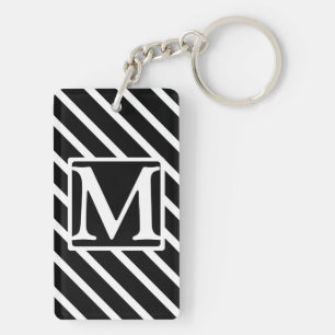 Schwarzer Diagonalstreifen SF Mit Monogramm Schlüsselanhänger