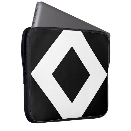 Schwarzer Diamant, feine weiße Grenze Laptopschutzhülle (Vorne Rechts)